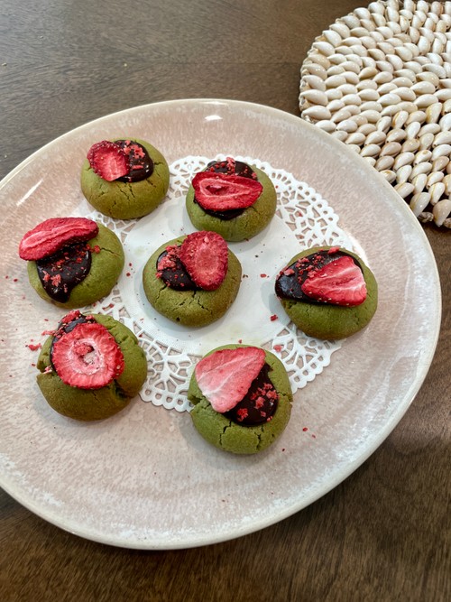 Matcha Strawberry Cookies